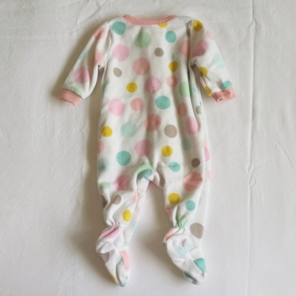 carter's pastel dot fleece zipper footie sleeper pajamas 3 months baby girl - Picture 5 of 5